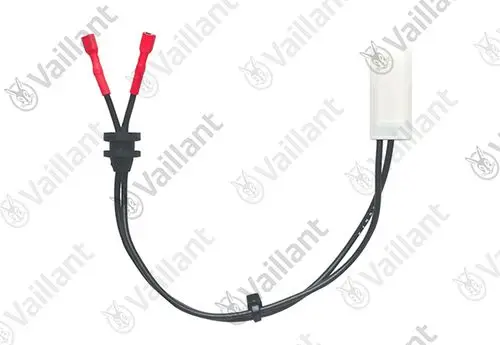 Kabelbaum von Vaillant mit zwei roten Steckeranschlüssen und einem weißen Steckverbinder. Kabel verlaufen in einer Y-Form.